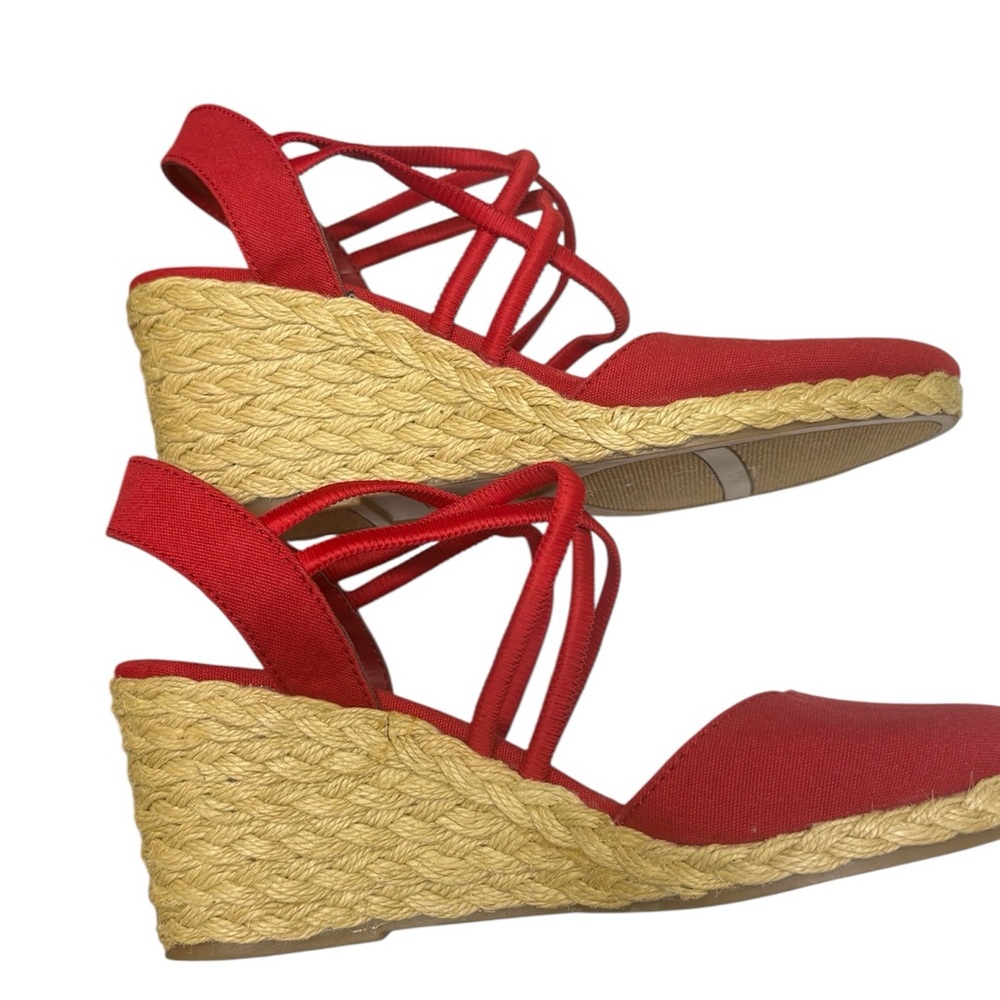 Lauren Ralph Lauren Red Espadrille Wedge Sandals - Picture 7 of 9